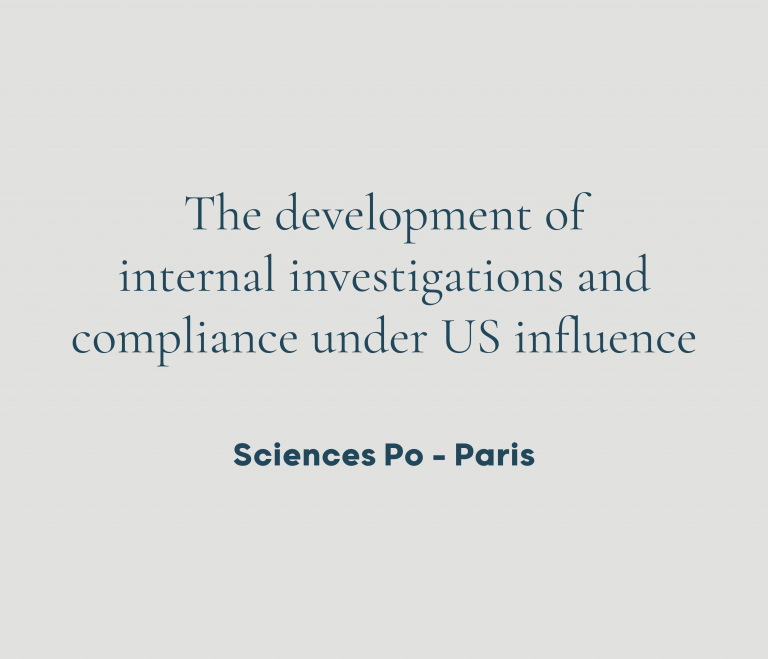 The development of internal investigations and compliance under US influence