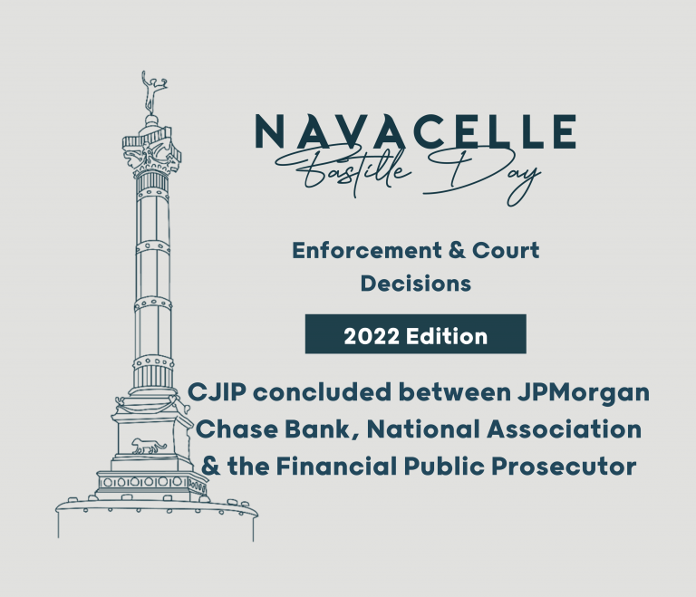 CJIP concluded between JPMorgan Chase Bank, National Association and the Financial Public Prosecutor