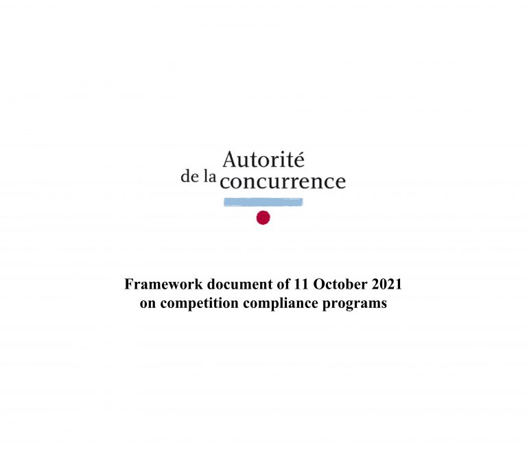Framework document of 11 October 2021 on competition compliance programmes