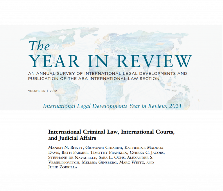 Droit pénal international, tribunaux internationaux et affaires judiciaires
